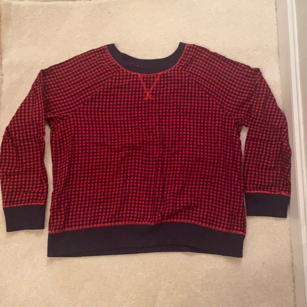 Aerie Red and Blue Flannel Checked Top